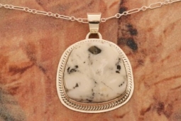 Genuine White Buffalo Turquoise Sterling Silver Pendant
